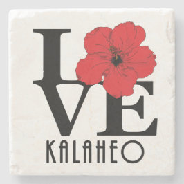 LIEFDE Kalaheo Rode Hibiscus Stenen Onderzetter