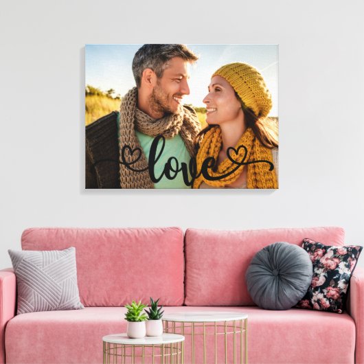 Liefde kalligrafie Aangepaste foto Canvas Afdruk (Insitu (Woonkamer))