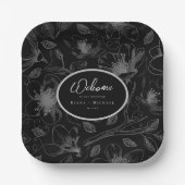 Liefde Kalligrafie Bruiloft Welkomstpatroon Blk ID Papieren Bordje (Voorkant)