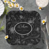 Liefde Kalligrafie Bruiloft Welkomstpatroon Blk ID Papieren Bordje