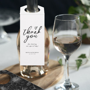 Liefde kalligrafie Dank je Floral Black B&W ID940 Flessenhanger