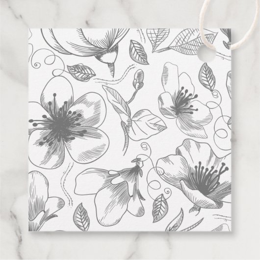 Liefde kalligrafie Dank je Floral White B&W ID940 Bedankjes Labels (Achterkant)