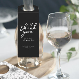 Liefde kalligrafie Dank je Floral White B&W ID940 Flessenhanger