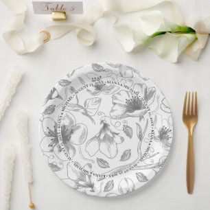 Liefde kalligrafie Floral met Names Border Blk ID9 Papieren Bordje