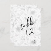 Liefde kalligrafie Floral Table Number B&W ID940 Kaart (Voorkant / Achterkant)