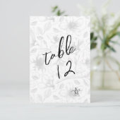 Liefde kalligrafie Floral Table Number B&W ID940 Kaart (Staand voorkant)