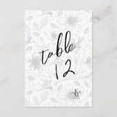 Liefde kalligrafie Floral Table Number B&W ID940 Kaart (Achterkant)