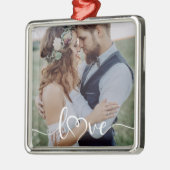 Liefde kalligrafie hart foto metalen ornament (Links)