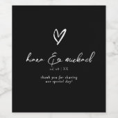 Liefde kalligrafie Hartelijk bedankt Witte B&W ID9 Wijn Etiket (Enkel label)