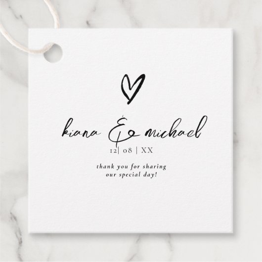 Liefde kalligrafie Hartelijk dank zwart B&W ID940 Bedankjes Labels (Voorkant)