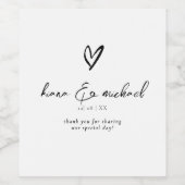 Liefde kalligrafie Hartelijk dank zwart B&W ID940 Wijn Etiket (Enkel label)