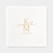 Liefde Kalligrafie Initialen Hart Swash ID940 Folie Servetten (Voorkant)