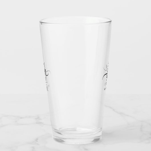 Liefde kalligrafie Initialen Hartzwart B&W ID940 Glas (Links)