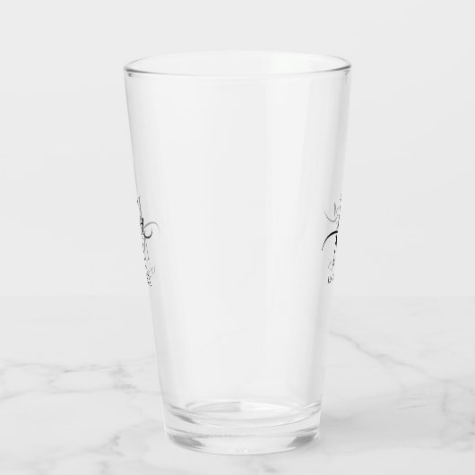 Liefde kalligrafie Initialen Hartzwart B&W ID940 Glas (Rechts)