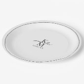 Liefde kalligrafie Initialen Hartzwart B&W ID940 Papieren Bordje (Gekanteld)