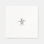 Liefde kalligrafie Initialen Hartzwart B&W ID940 Servet (Voorkant)