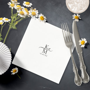 Liefde kalligrafie Initialen Hartzwart B&W ID940 Servet