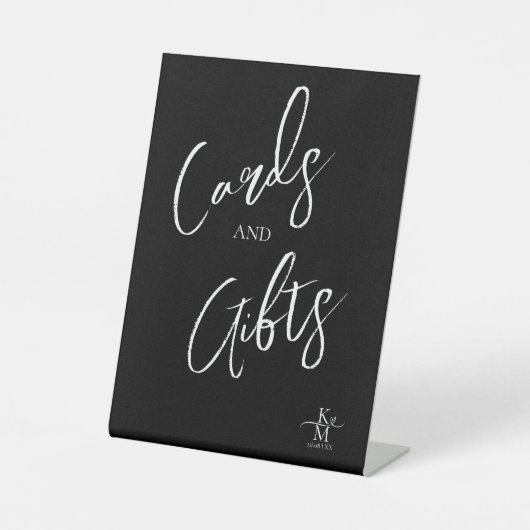 Liefde kalligrafie-Kaarten & cadeautjes Harde witt Reclamebord Met Voetstuk (Voorkant)