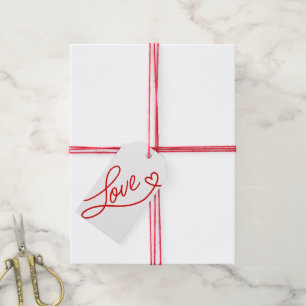 Liefde kalligrafie met hart Valentijnsdag Cadeaulabel
