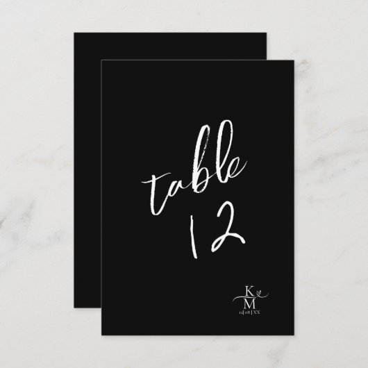 Liefde kalligrafie Tabelnummer Wit B&W ID940 Kaart (Voorkant / Achterkant)