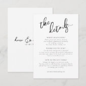 Liefde kalligrafie Wedding Details B&W ID940 Informatiekaartje (Voorkant / Achterkant)