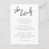 Liefde kalligrafie Wedding Details B&W ID940 Informatiekaartje (Voorkant)