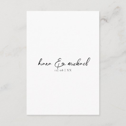 Liefde kalligrafie Wedding Details B&W ID940 Informatiekaartje (Achterkant)