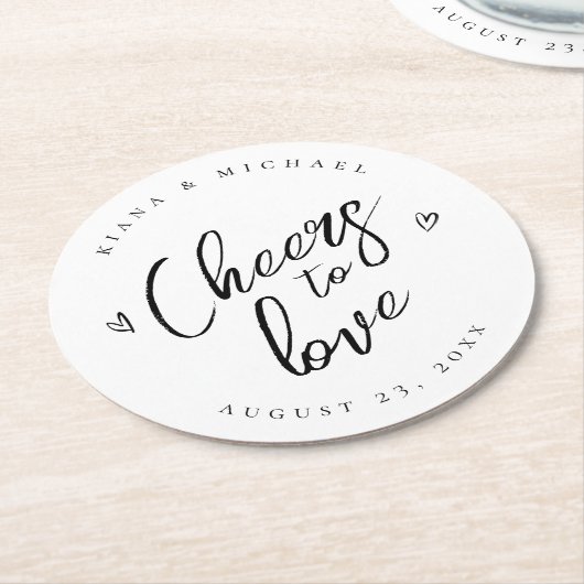 Liefde kalligrafiekers Harten Zwarte B&W ID940 Ronde Kartonnen Onderzetter (Gebogen)