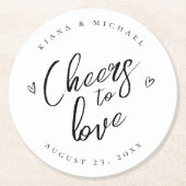 Liefde kalligrafiekers Harten Zwarte B&W ID940 Ronde Kartonnen Onderzetter (Voorkant)