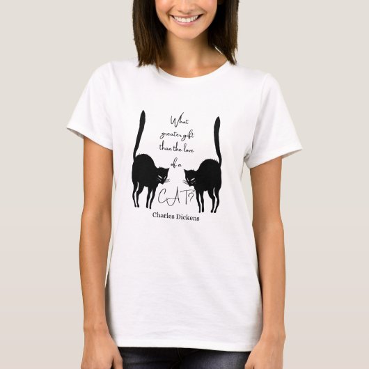 Liefde kat - citaat Charles Dickens T-shirt (Voorkant)