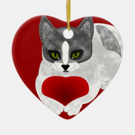Liefde kat keramisch ornament (Voorkant)
