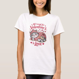 Liefde Kat Knus Valentijnsdag T-shirt