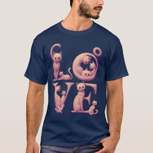 Liefde Kat Roze vintage T-shirt (Voorkant)