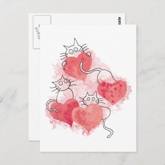 Liefde katten briefkaart (Voorkant / Achterkant)