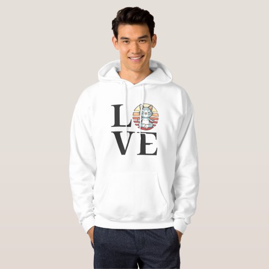 Liefde katten en meditatie hoodie (Voorkant volledig)
