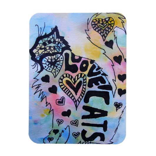 Liefde katten Kat Waterverf Birthday Magnet Magneet (Verticaal)