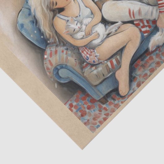 Liefde & katten op een bank - tissuepapier (Detail)