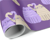 Liefde katten op Paars Cadeaupapier (Rol Hoek)