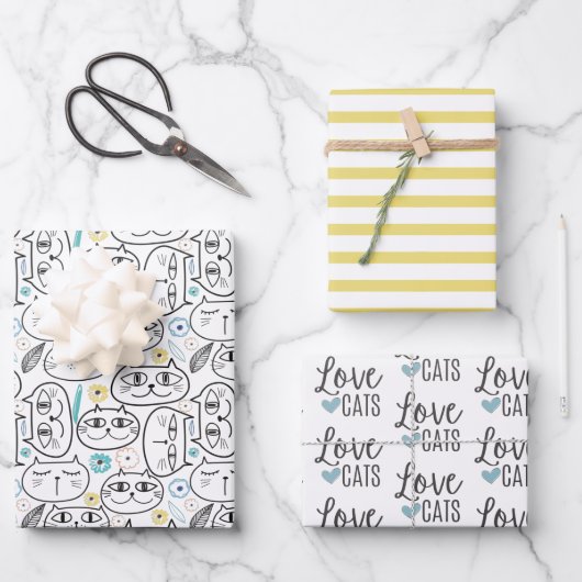 Liefde katten — papierbladen pakken inpakpapier vel (Voorkant)