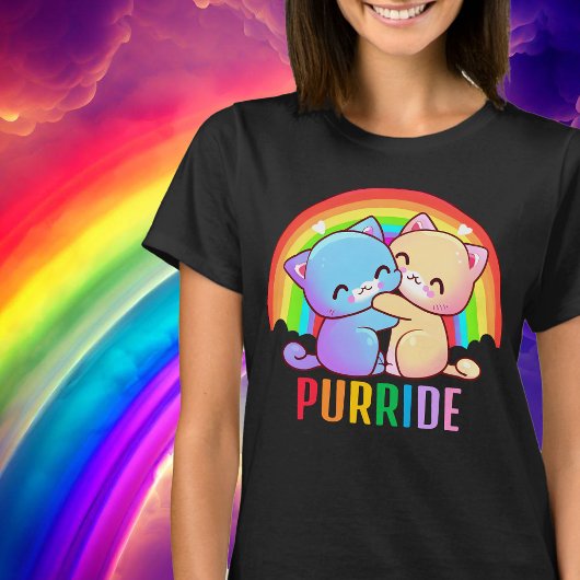 Liefde Katten Regenboog Donker T-shirt
