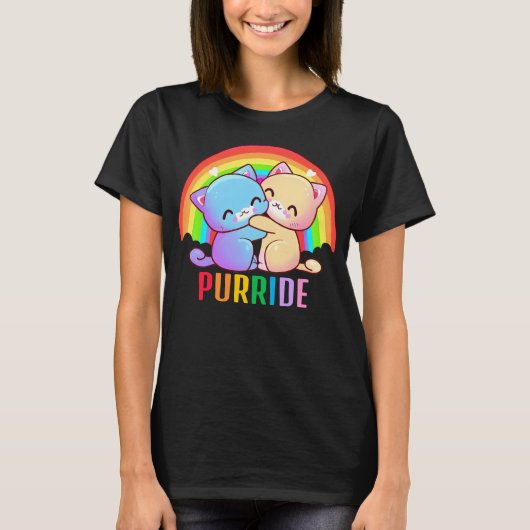 Liefde Katten Regenboog Donker T-shirt (Voorkant)