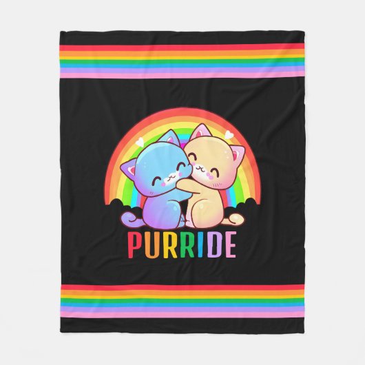 Liefde Katten Regenboog Fleece Deken (Voorkant)