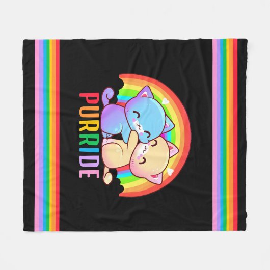 Liefde Katten Regenboog Fleece Deken (Voorkant (Horizontaal))