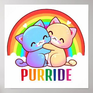 Liefde Katten Regenboog Poster