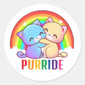 Liefde Katten Regenboog Ronde Sticker (Voorkant)