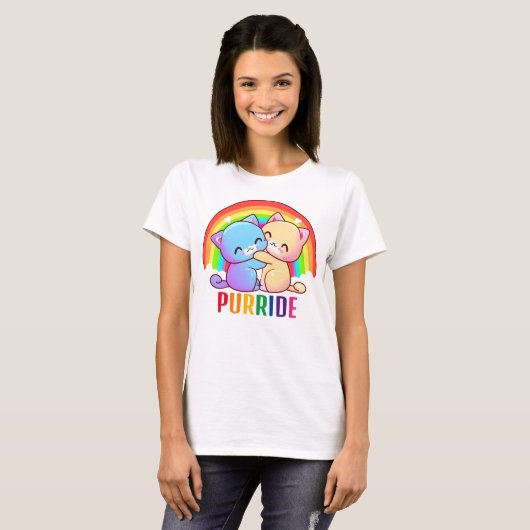 Liefde Katten Regenboog T-shirt (Voorkant volledig)