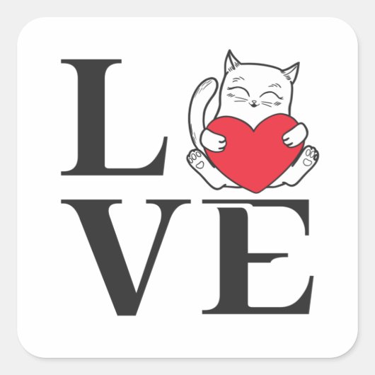 Liefde katten vierkante sticker (Voorkant)