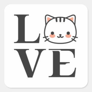 Liefde katten vierkante sticker