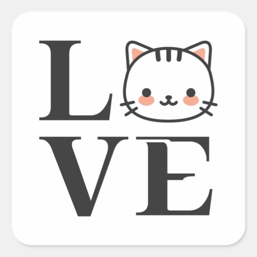 Liefde katten vierkante sticker (Voorkant)