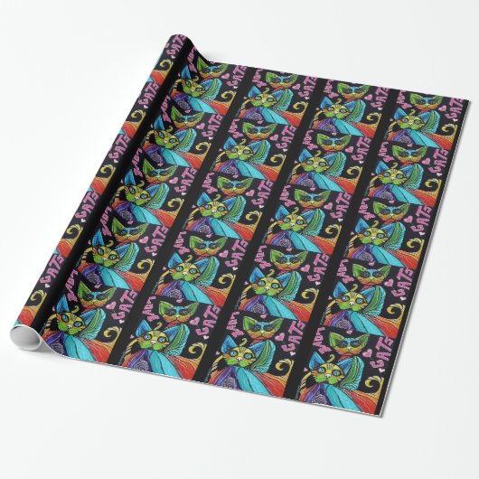 Liefde kattenpapier cadeaupapier (Uitgerold)